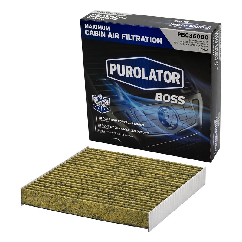 Purolator PBC36080 PurolatorBOSS Automotive Cabin Air Filter with Activated Carbon, Car & Truck Passenger Compartment OEM Filter Replacement for Honda CRV, Civic, HR-V, and more - Image 1